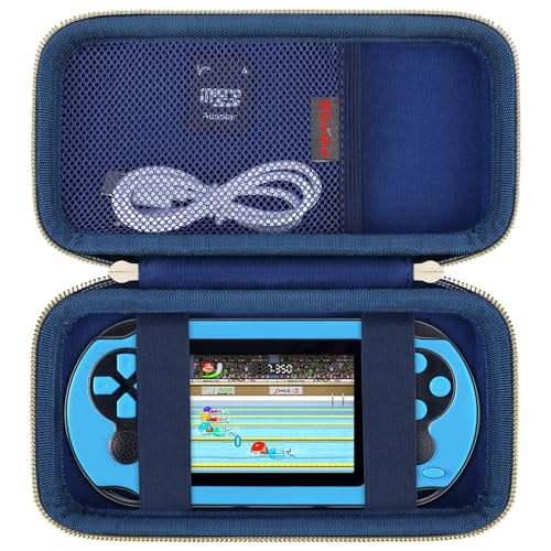 Elonbo Carrying Case for TaddToy/WELLST·G/Beijue/FAMILY POCKET/CCTU/X- JOYKIDS/GREENCREEK/Beico/KAVOYI/GuaiyeyeAP/TEBIYOU Handheld Game Console, Portable Electronic Gaming Player Bag, Blue - color: Blue