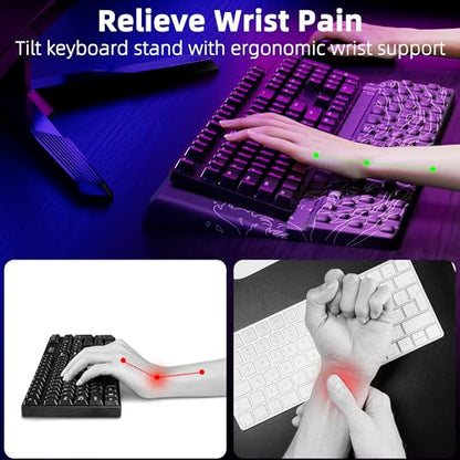 Ospelelf Wrist Support With Keyboard Stand, Comfy Ergonomic Riser Holder for Office Home - color: Sea Wave