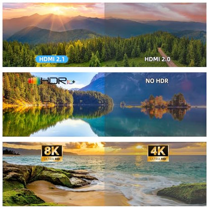 8K HDMI 2.1 Switch Bi-Directional - 2 in 1 Out Switcher/1 in 2 Splitter Supports 8K@60Hz & 4K@60Hz, 48Gbps, 4:4:4bit,UlrtaHD High Resolution Switch Between 2 Inputs or Toggle Displays