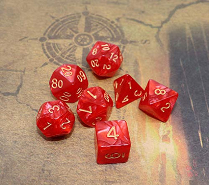 Polyhedral DND Dice Set for Dungeon and Dragons D&D Pathfinder MTG 7-Die RPG Dice with Dice Bag（Red Dice） - color: Red