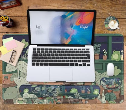 Cute Frog 4 in 1 Large Mouse Pad Set, Kawaii Extended Mouse Pad Set Desk Pad Easy Typing for Typing Office Game 35.4 x15.7 in - Kawaii Frog - color: Kawaii Frog