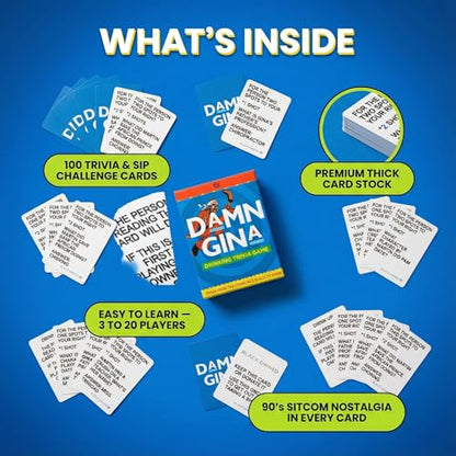 Damn Gina Drinking Game 90s Martin TV Show Trivia Cards Fun Martin Lawrence Party Game with Catchphrases Challenges and Sips Perfect for Game Nights, Family Reunions, Girls Trips and Bachelor Events - color: Drinking