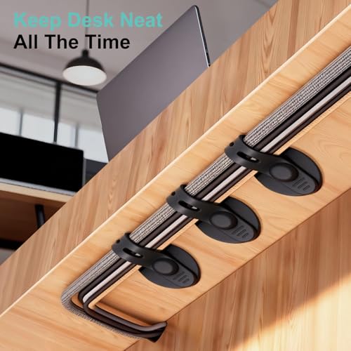 Silicone Self Adhesive Under Desk Cable Management 12Pcs | Adjustable, Elastic, Cord Organizers for Computer, TV, Machine Wires in Homes, Offices, Schools, Classrooms and Factories