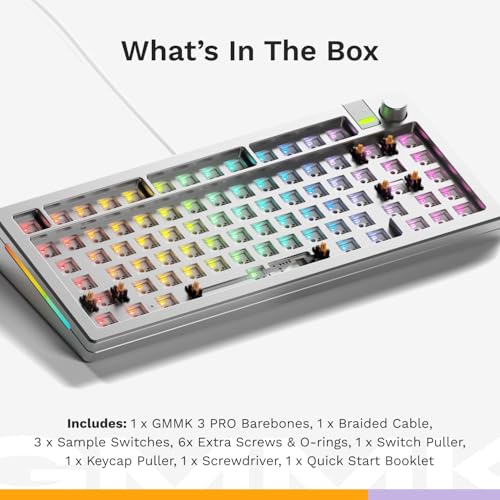 Glorious Gaming - GMMK 3 PRO Barebones Custom Keyboard Kit w/Knob, Custom Modular Aluminum Body & Gasket System, Hotswappable 75% Keyboard, Sound Dampening Foam, Aluminum Switch Plate(Silver) - color: Silver, size: TKL, style: GMMK 3 Pro
