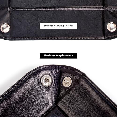 PU Leather Valet Tray for Mens and Women Catchall Tray for Keys,Watch,Jewelry Small Nightstand Bedside and Entry Table Tray Gift for Dad Husband (Black)