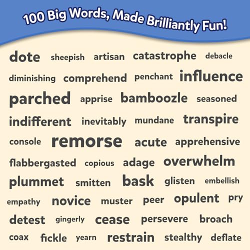 Skillmatics Vocabulary Flash Cards for Kids - Learn 100 Words with Wordplay, Visuals, & Soundplay, Educational Gift for Ages 8, 9, 10 & Up, Screen-Free Language Game - style: Level 1