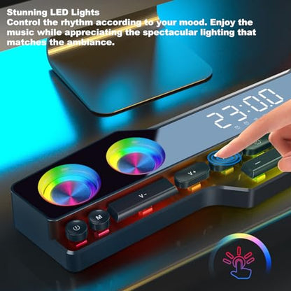 Yunseity RGB Laptop SoundBar, Lossless Fidelity Dynamic Bluetooth Computer Speakers, Colorful Light Gaming PC Sound Bar, USB Powered Speakers for PC Desktop Monitor, Yunseity1ga0ns4rhm