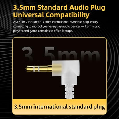 KZ ZS12 PRO 2 in Ear Monitor Headphones, 5BA+1DD 6 Hybrid Driver Gaming Earbuds Wired Earphones, HiFi Clarity Sound Immersive Bass IEMs for Gaming Musician Singer Audiophile (Black without Microphone) - color: Dark, style: without mic
