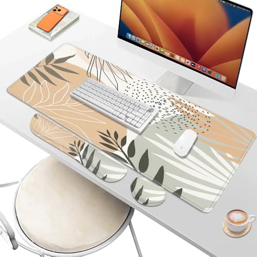 Desk Pad and Keyboard Wrist Rest, Large Mouse Pad + Keyboard Pad+Mouse Wrist Support, Non-Slip Desk Mat Protector for Office, Home 31.5×11.8 Inches Aesthetic Design - color: Aesthetic Design