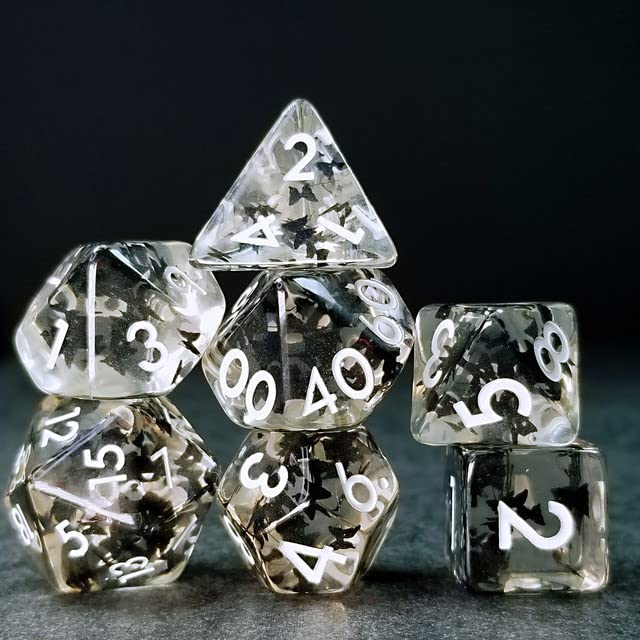 Sage's Portal Familiars and Reagents Resin DND Dice Set Polyhedral Dice Set for Dungeons and Dragons RPG Tabletop TTRPG (Night Moths) - color: Night Moths