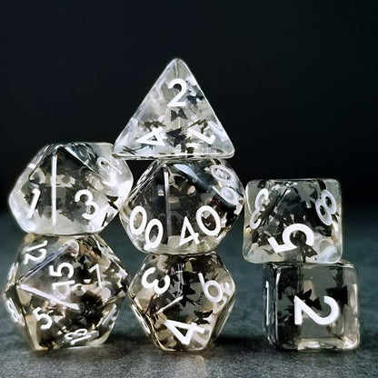 Sage's Portal Familiars and Reagents Resin DND Dice Set Polyhedral Dice Set for Dungeons and Dragons RPG Tabletop TTRPG (Night Moths) - color: Night Moths