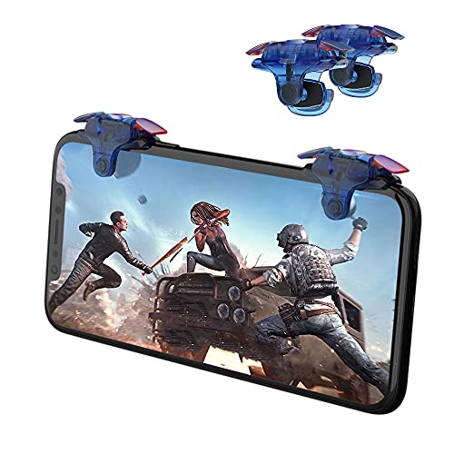 Newseego for Mobile Game Controller Trigger, [Upgraded Version] Mobile Controllers Colorful Trigger Sensitive Shoot and Aim Button for Rules of Survival Trigger for Android & iOS-Blue - color: Blue
