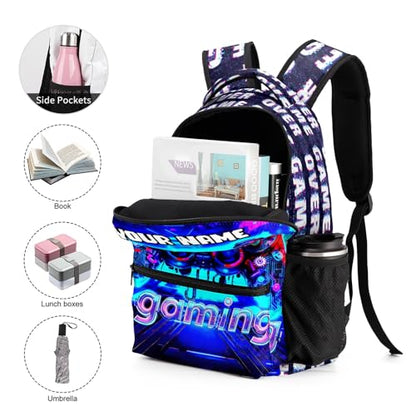 Custom Gaming Print Backpack, 17 in Laptop Bookbag for Teens | All-over print design | 900D PU nylon | Tear & abrasion resistant | Premium feel | Vibrant | Built for heavy daily use - color: Color 1 Custom