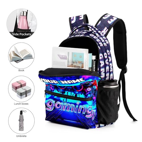 Custom Gaming Print Backpack, 17 in Laptop Bookbag for Teens | All-over print design | 900D PU nylon | Tear & abrasion resistant | Premium feel | Vibrant | Built for heavy daily use - color: Color 1 Custom