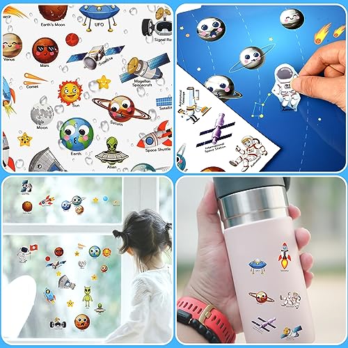 ASTARON Reusable Sticker Book for Toddlers, 88 Pcs Space Stickers Road Trip Activities Car Airplane Activities Travel Toys for Kids, Kids Quiet Time Activities (2-6 Age) - style: Space