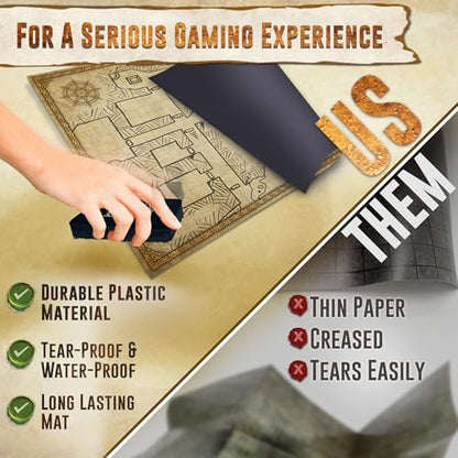 Melee Mats DND Map Starter Set - 24” x 36", Wet & Dry Erase Battle Terrain Grid for Dungeons and Dragons - Ultimate Tabletop Gaming Experience with Accessories - color: Version 2