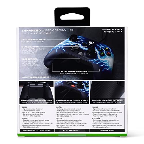 PowerA Enhanced Wired Controller for Xbox Series X|S - Arc Lightning, Officially Licensed for Xbox - color: Arc Lightning