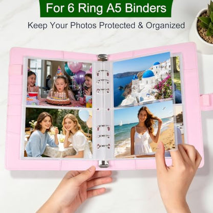 30 Pack 120 Pockets 3.5x5 Photocard Sleeves for 6 Ring A5 Binder, Ultra-Clear Sleeves, Double-Sided 2 Pocket Pages, Top Loading Sheet Protector for Photos, Postcards, Seed Packets - color: 3.5x5" - 30 Pack 120 Pockets