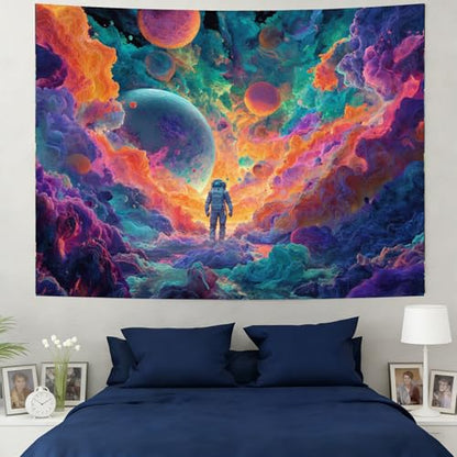 KKYEJLQYI KKYEJLQYIAstronaut UV Reactive Tapestry, Black Light Neon Wall Tapestry, Luminous Space Tapestry, Bedroom, Living Room, Game Room Decoration Large Tapestry - color: Astronaut-1