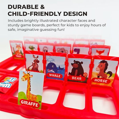 Table Game for Kids,Animal What is It Board Game for 2Players,Family Game - color: Blue/Red