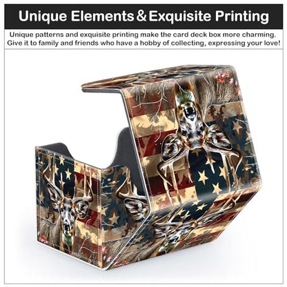 Card Deck Box for MTG Trading Cards with Magnetic Closure,Premium Card Storage Box Case Cover for TCG CCG Magic Cards,Deer Weed Flag - color: Deer Weed Flag