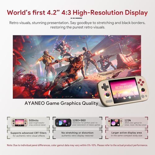 AKNES AYANEO Pocket AIR Mini Retro Handheld Game Console, 2G+32G | 4.2" 500 Nits HD Screen (1280x960 LCD, 60Hz), Android 11 Gaming System with Helio G90T, Hall Joystick & Trigger, Aurora Black - color: Aurora Black