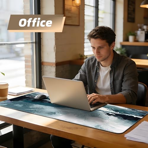 Galdas Gaming Mouse Pad XXL XL Large Long Extended Big Mousepad Non-Slip Rubber Keyboard Mouse Pad with Stitched Edges for Laptop Home Office (31.5x11.8x0.08 Inch) … (Ink Painting) - color: Ink Painting