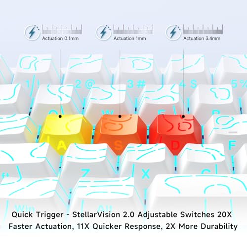MCHOSE ACE 68 60% Mechanical Gaming Keyboard Wired Rapid Trigger Hall Effect Keyboard Magnetic Switch Adjustable Actuation 8000Hz Polling Rate Custom RGB MAC Laptop(White Topographic TTC Dragon Lord) - color: 68-White Topo Dragon Lord