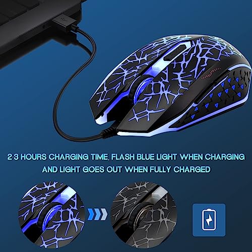 VEGCOO C12 Wireless Gaming Mouse,Rechargeable Mice Silent Click Cordless Mouse with 6 Buttons PC Gaming Mice Advanced Technology with 2.4GHZ Up to 2400DPI for PC Laptop (Red)