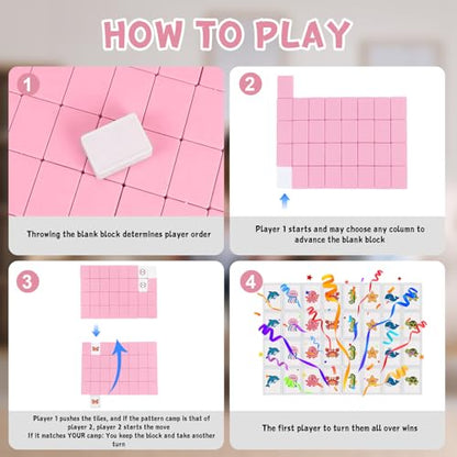 65 Tiles 30mm Seaside Escape Game Block Matching Game for Kids, Vita Mahjong Game Set in ABS Plastic Material Set with 4 DIY Stickers (Pink) - color: Pink