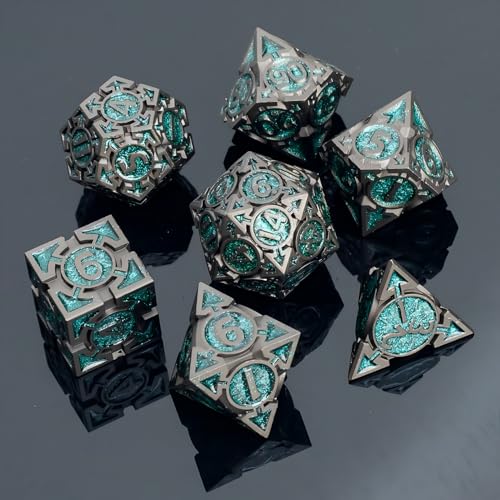 Metal DND Dice Set with Gift Box, Purple Black Sharp Edge Finish Heavy Polyhedral Dice, Designed for Dungeons & Dragons RPG DM and Players, for D&D, MTG RPG Meetings (Ranger) - color: Arrow-green