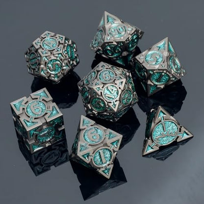 Metal DND Dice Set with Gift Box, Purple Black Sharp Edge Finish Heavy Polyhedral Dice, Designed for Dungeons & Dragons RPG DM and Players, for D&D, MTG RPG Meetings (Ranger) - color: Arrow-green