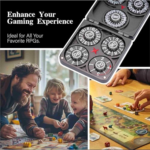 Foldable Spinner Metal DND Dice Set – Compact Elegant Design with D4, D6, D8, D10, D12, D20, D% for TTRPG Gifts - color: Black Nickel-green