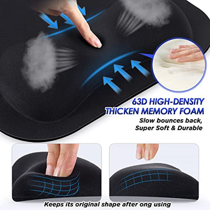 Gimars Large Smooth Superfine Fibre Memory Foam Ergonomic Mouse Pad Wrist Rest Support Mousepad with Nonslip Base for Laptop, Computer, Gaming&Office - color: black