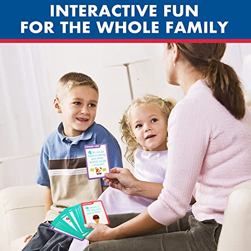 LotFancy Family Trivia Game, Ages 4 and up, Family Games for Kids and Adults, 60 Fun Trivia Cards, Family Conversation Starters for Family Game Night, Party, Travel, Road Trip, Jumbo Size