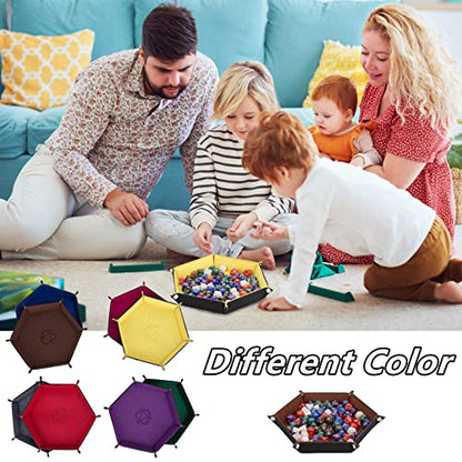 8-Pack Felt Dice Trays for DND, RPG, MTG, Folding Design (Hexagon) | Collapsible felt dice trays keep dice contained and tables protected. Great for DND, RPG, MTG, and other tabletop games. - color: Hexagon
