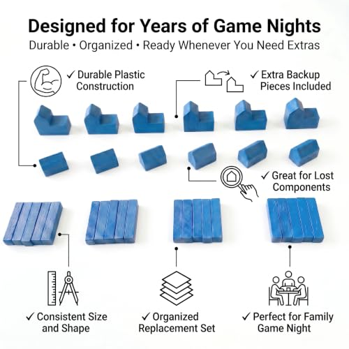 Replacement Pieces for Settlers of Catan – Roads, Settlements & Cities Set, Durable Game Tokens, Compatible with Catan Board Game Accessories, Game Pieces Plus Bonus Pieces (Blue) - color: Blue