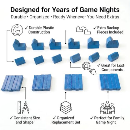 Replacement Pieces for Settlers of Catan – Roads, Settlements & Cities Set, Durable Game Tokens, Compatible with Catan Board Game Accessories, Game Pieces Plus Bonus Pieces (Blue) - color: Blue