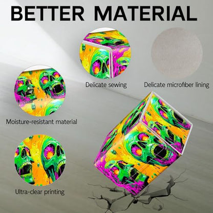 Trading Card Storage Box, Holds 100+ for MTG Cards, PU Leather with Magnetic Closure, Psychedelic Green Skulls with Slime Durable Deck Box for Magic the Gathering, Trading Card Games - color: Psychedelic Green Skulls with Slime