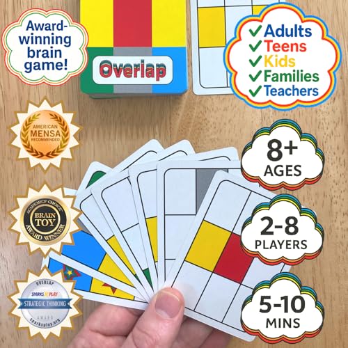 Niche Nation Games Overlap - Award-Winning Deceptively Simple Strategy Card Game for Adults and Families - 2 Player Game or Up to 8 Players - Easy to Learn Mensa Recommended Brain Game