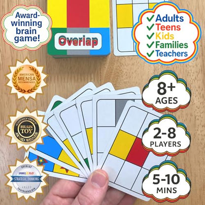 Niche Nation Games Overlap - Award-Winning Deceptively Simple Strategy Card Game for Adults and Families - 2 Player Game or Up to 8 Players - Easy to Learn Mensa Recommended Brain Game