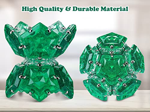 Magnetic Fidget Sphere Magnets Balls - Crystal Green Holographic Glitter - Magnet Fidgets Toy - 12 Piece Set - Creativity Beyond Imagination, Inspirational, Recreational, Desk Toys for Adults - color: Crystal Green Holographic Glitter