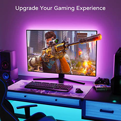 TV Backlight 55 inch, 11.5Ft Led Strip Lights USB Powered with Remote -Curve Design Sync on/Off with TV, Changing LED Background Bias Lighting for Living Room Decor, Gaming Decor - size: for 50-55inch