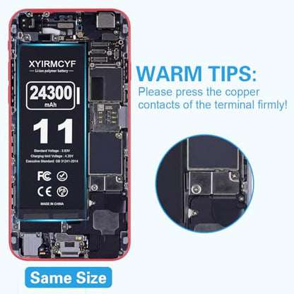 XYIRMCYF 24300mAh Super Capacity Battery Compatible with iPhone 11, 0 Cycle Li-Polymer Replacement Battery for iPhone 11, with Professional Repair Tool Kit - color: 11-24300