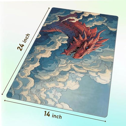 Ultimate TCG Battle Set: 24"x14" Stitched Fantasy Playmat, 16 Dice & Carry Bag – Non-Slip 2mm Rubber Card Game Mat for Trading Card Games (Rage Skies, Classic Series) - color: Rage Skies, size: CLASSIC SERIES