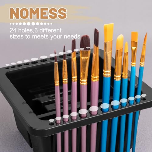 MyLifeUNIT Paint Brush Cleaner, Paint Brush Holder and Organizers for Acrylic, Watercolor, and Water-Based Paints (Black) - color: Black