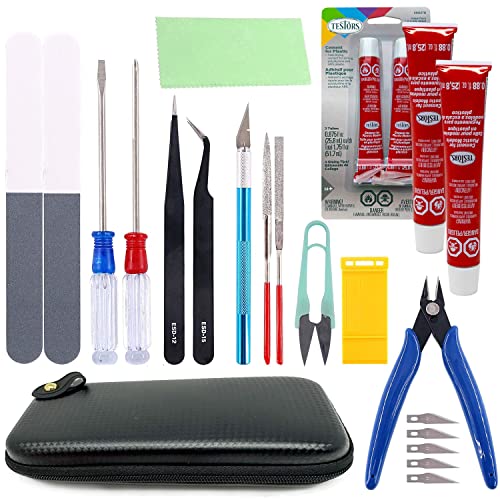 Testors Cement Glue for Plastic - Pixiss Model Tool Kit - Compatable Tools for Gundam Model Kit Crafts - Beginner Model Assemble Building Kit