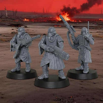AUSPDICE Tabletop Unpainted Minis, 28mm 9pc Sci-Fi Soldier Squad, AS938 | Sci-Fi Figurine Squad for Role Playing, Miniature Games and TTRPGs, with Helmeted Combat Figures for Wargaming and RPG Gifts