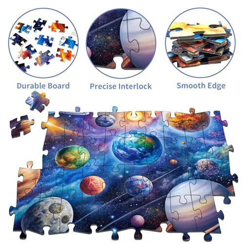 Puzzles for Kids Ages 6-8 8-10 Year Old, Solar System Planets 200 Pieces Jigsaw Puzzles for Kids Ages 10-12, Learning Educational Toys for Boys and Girls Ages 6 7 8 9 10 11 12 Year Old - style: 200pieces