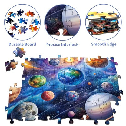 Puzzles for Kids Ages 6-8 8-10 Year Old, Solar System Planets 200 Pieces Jigsaw Puzzles for Kids Ages 10-12, Learning Educational Toys for Boys and Girls Ages 6 7 8 9 10 11 12 Year Old - style: 200pieces